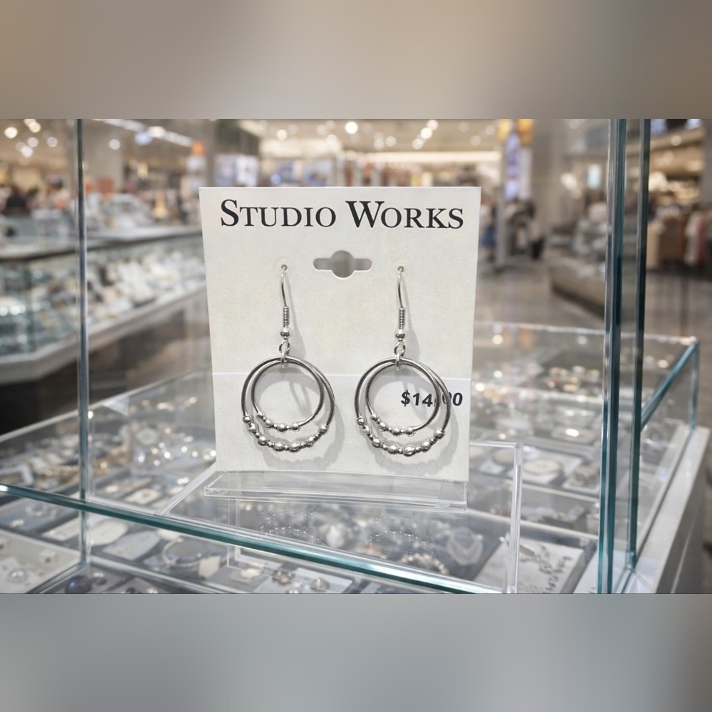 Silver double hoop earrings